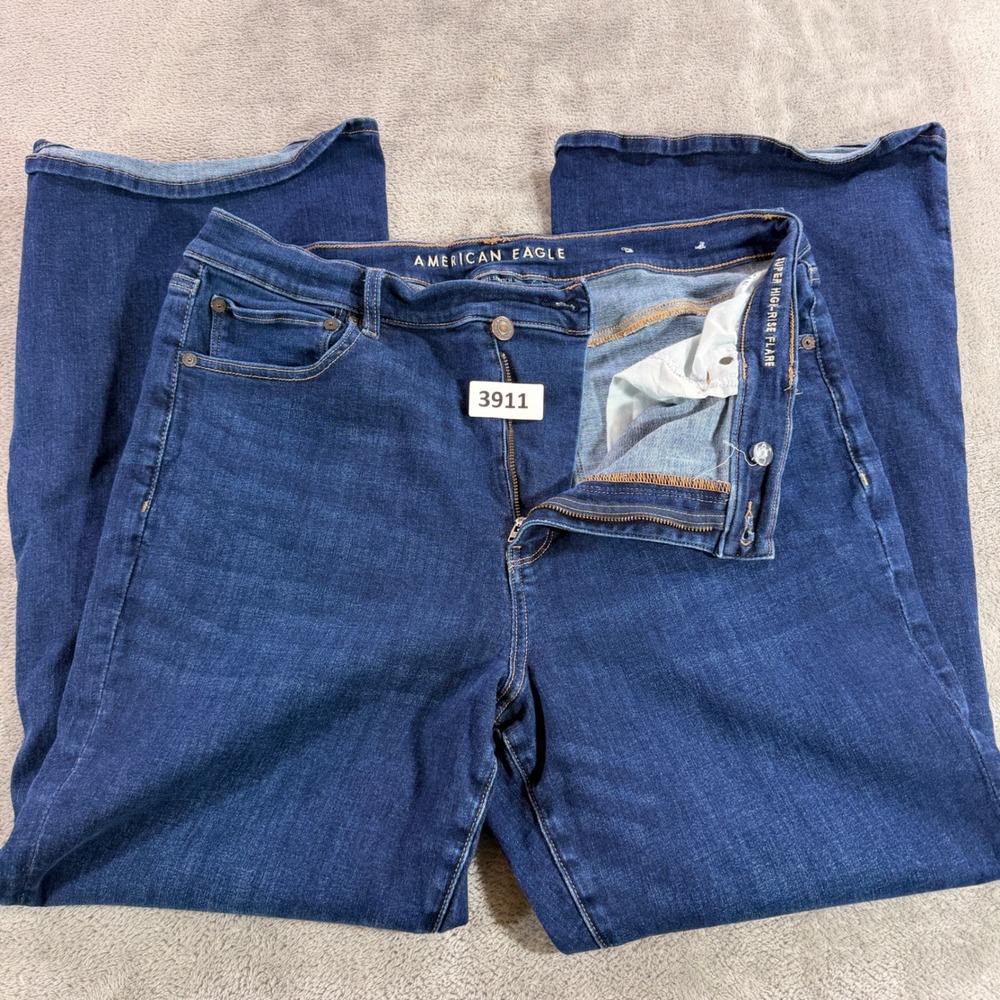 American Eagle Flare Jean Women 18 Short Blue Super High-Rise Next Level Stretch